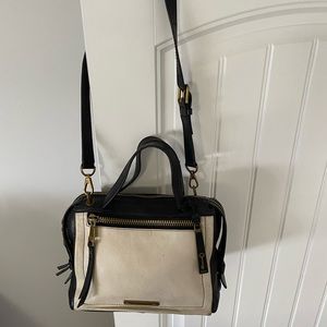 Genuine Black and Tan Pebbled Leather Handbag
